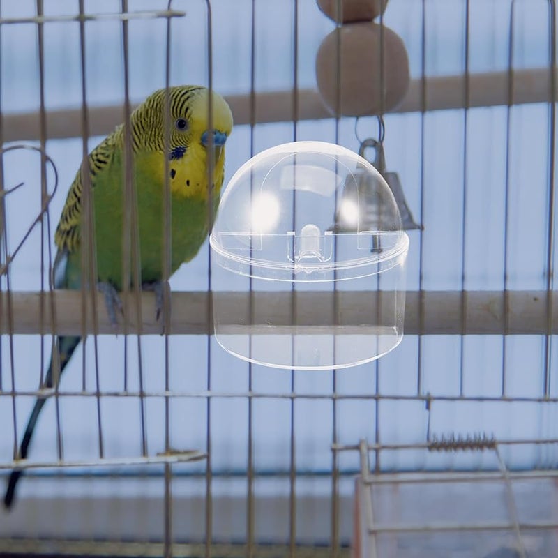 وعاء تغذية قفص الطيور الأكريليك بتصميم مشبك مقاوم للتناثر مجموعة حاويات طعام الببغاء 2 قطعة - Image 3